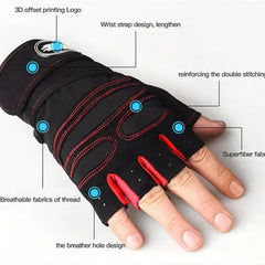 Unisex Fingerless Sports Gloves With Wrist Support